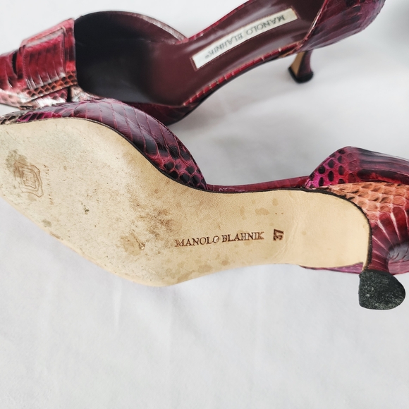 Manolo Blahnik Red Snakeskin Heels - Picture 10 of 15
